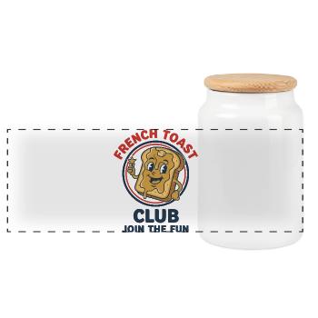 Breakfast French Toast Club Join The Fun - Panoramic Cookie Jar with Wooden Lid - white - Front