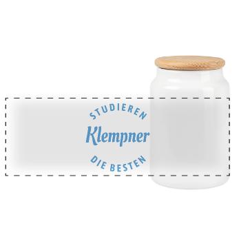 Studieren kann jeder - Klempner Spruch - Panorama Keksdose mit Holzdeckel - Weiß - Vorne