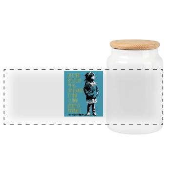 Life is hard but at least I'm not dumb enough - Panoramic Cookie Jar with Wooden Lid - white - Front