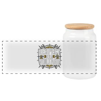 Master Electrician Respect The Electrical Engineer - Panoramic Cookie Jar with Wooden Lid - white - Front
