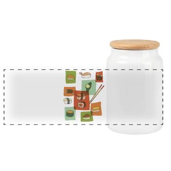 Kunterbuntes Sushi-Collage ohne Hintergrund - Panorama Keksdose mit Holzdeckel - Weiß - Vorne