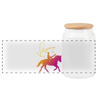Vaulting Mill – Sport Outfit for Vaulters - Panoramic Cookie Jar with Wooden Lid - white - Front