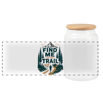 Graphique du sentier Sentier Trouve-moi sur le sentier forestier - Boîte à biscuits avec couvercle en bois - blanc - Devant