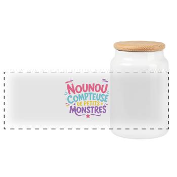 Super Nounou Monstres Colorés - Boîte à biscuits avec couvercle en bois - blanc - Devant