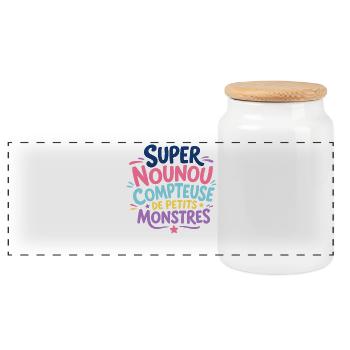 nounou - Boîte à biscuits avec couvercle en bois - blanc - Devant