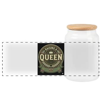 First Father's Day Gift for Girl, Dad - Panoramic Cookie Jar with Wooden Lid - white - Front