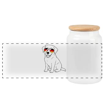 German flag dog German Germany dog - Panoramic Cookie Jar with Wooden Lid - white - Front