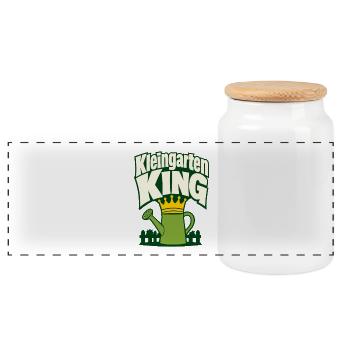 Kleingarten King Watering Can Garden Pride - Panoramic Cookie Jar with Wooden Lid - white - Front