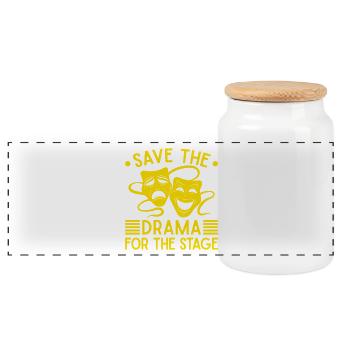 Musical Theatre Save The Drama Theater Design - Panoramic Cookie Jar with Wooden Lid - white - Front