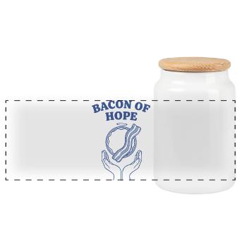 Breakfast Bacon Of Hope Funny Brunch Coffee Food - Panoramic Cookie Jar with Wooden Lid - white - Front