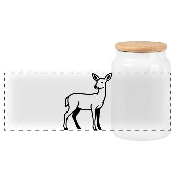 Deer Silhouette Hunter Hunting Club Forester Forest - Panoramic Cookie Jar with Wooden Lid - white - Front