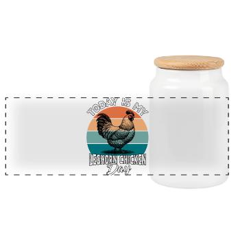 Leghorn Chickens Leghorn Chicken - Panoramic Cookie Jar with Wooden Lid - white - Front