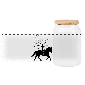 Voltigieren Grundsitz – Sport Outfit für Voltigier - Panoramic Cookie Jar with Wooden Lid - white - Front