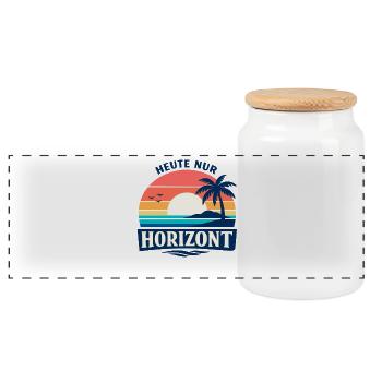 Heute nur Horizont Meer Urlaub Retro - Panorama Keksdose mit Holzdeckel - Weiß - Vorne
