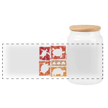 Turtle silhouettes in vintage style - Panoramic Cookie Jar with Wooden Lid - white - Front