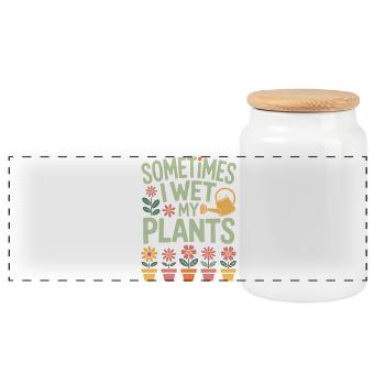 Zimmerpflanzen Sprüche Lustiges Blumen Geschenk - Panorama Keksdose mit Holzdeckel - Weiß - Vorne