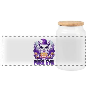Kawaii Neko Anime Manga Communauté des chats d’Halloween - Boîte à biscuits avec couvercle en bois - blanc - Devant