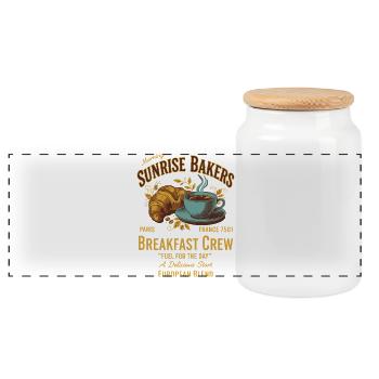 Breakfast Crew Fuel For The Day Funny Brunch - Panoramic Cookie Jar with Wooden Lid - white - Front