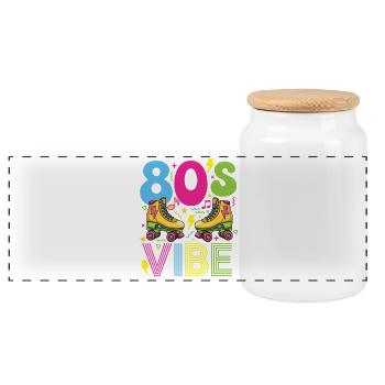 Fête nostalgique rétro des années 80 - Boîte à biscuits avec couvercle en bois - blanc - Devant