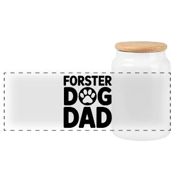 Foster Dog Dad - Hund Adoptiert Geschenk - Panorama Keksdose mit Holzdeckel - Weiß - Vorne