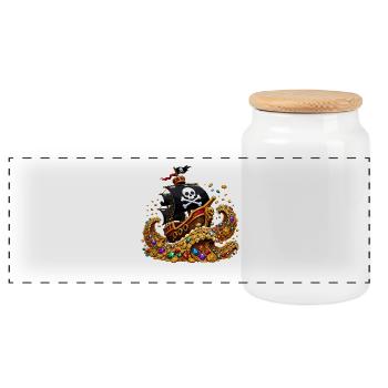 Navire pirate au trésor plein d’or - Boîte à biscuits avec couvercle en bois - blanc - Devant
