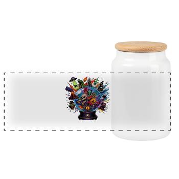Sphère Oracle Cosmique - Boîte à biscuits avec couvercle en bois - blanc - Devant