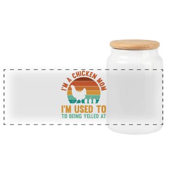 Chicken Mom Mother Rooster Flock Poultry Farmer - Panorama Keksdose mit Holzdeckel - Weiß - Vorne