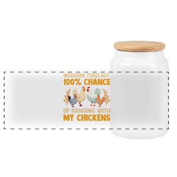 Farmer Rooster Flock Poultry Forecast Chicken - Panorama Keksdose mit Holzdeckel - Weiß - Vorne