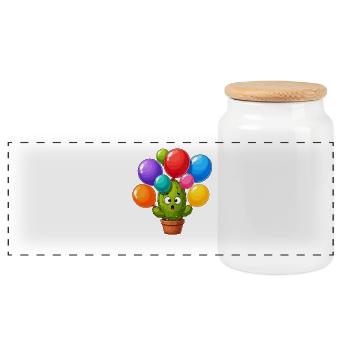 Fête du Ballon Cactus - Boîte à biscuits avec couvercle en bois - blanc - Devant