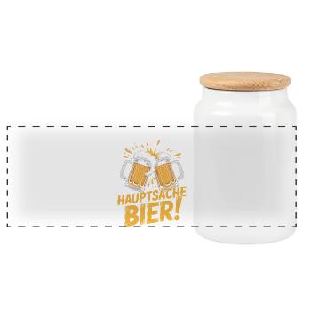 Bier Karneval Fasching Köln Helau oder Alaaf Bier - Panorama Keksdose mit Holzdeckel - Weiß - Vorne