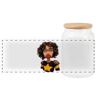 Star Hero Woman Dessin animé Pop Art - Boîte à biscuits avec couvercle en bois - blanc - Devant
