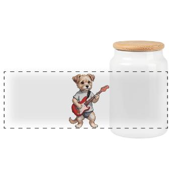 Rocker Hund - Panorama Keksdose mit Holzdeckel - Weiß - Vorne
