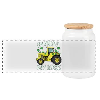 Tracteur de la Saint-Patrick à la Tentative de la chance - Boîte à biscuits avec couvercle en bois - blanc - Devant