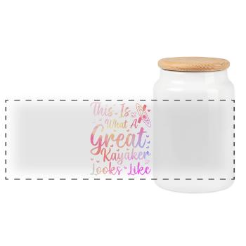 This is what a great Kayaker looks like - Canoeing - Panoramic Cookie Jar with Wooden Lid - white - Front