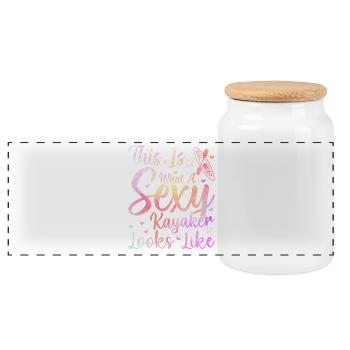 This is what a sexy Kayaker looks like - Canoeing - Panoramic Cookie Jar with Wooden Lid - white - Front