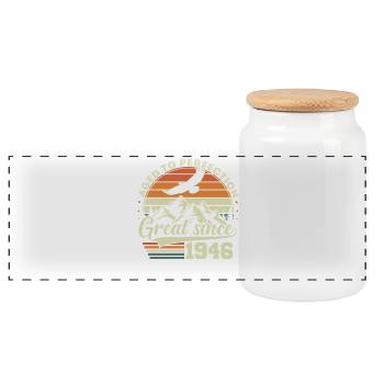 Cadeau d’anniversaire rétro vintage 1946 - Boîte à biscuits avec couvercle en bois - blanc - Devant