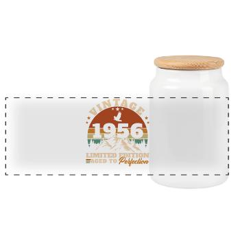 1956 Vintage Rétro Cadeau D'anniversaire - Boîte à biscuits avec couvercle en bois - blanc - Devant