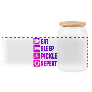Cadeau de la scène du pickleball pour les fans de pickleball - Boîte à biscuits avec couvercle en bois - blanc - Devant