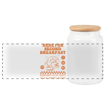 Frühstück Lustiger Brunch Kaffee Zweites Frühstück - Panorama Keksdose mit Holzdeckel - Weiß - Vorne
