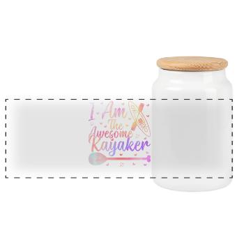Kayak en canoë - Je suis le kayakiste génial - Boîte à biscuits avec couvercle en bois - blanc - Devant