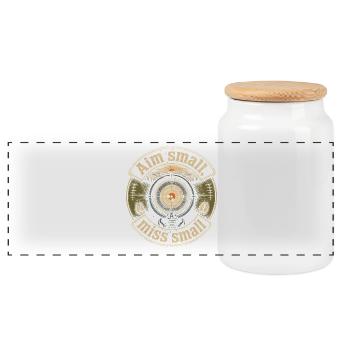 Armbrust Armbrustschütze Aim Small Miss Small - Panorama Keksdose mit Holzdeckel - Weiß - Vorne