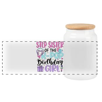 Step Sister of The K-Pop Birthday Girl - Panorama Keksdose mit Holzdeckel - Weiß - Vorne