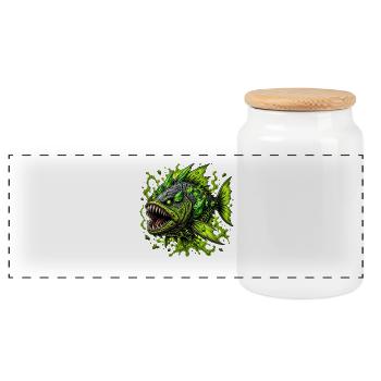 Monstre Vert des Profondeurs Marines - Boîte à biscuits avec couvercle en bois - blanc - Devant