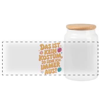 Karneval Das Ist Kein Kostüm Fasching Halloween - Panorama Keksdose mit Holzdeckel - Weiß - Vorne