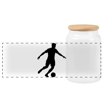 Fussball - Panorama Keksdose mit Holzdeckel - Weiß - Vorne