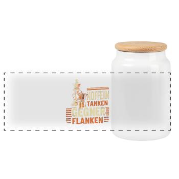 Schachmatt Kaffee Shirt | Geschenk für Schachnerds - Panorama Keksdose mit Holzdeckel - Weiß - Vorne