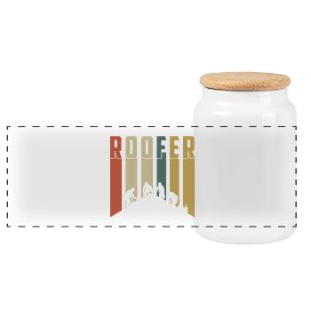 Équipe de couvreur Silhouette Craftsman Crafts. - Boîte à biscuits avec couvercle en bois - blanc - Devant