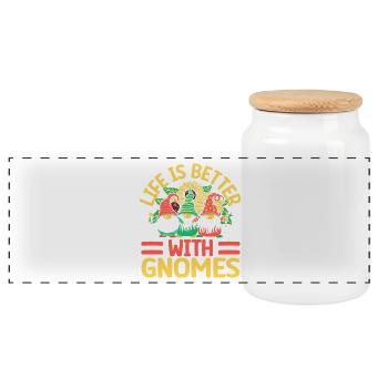 La vie du costume de gnome de jardin est meilleure avec un gnome - Boîte à biscuits avec couvercle en bois - blanc - Devant