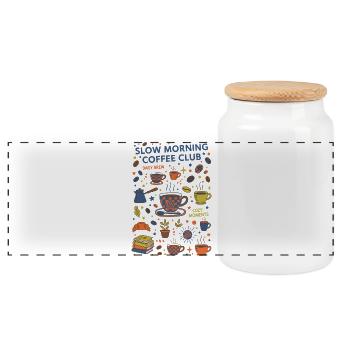 Frühstück Kaffee Langsamer Morgenkaffee-Club Täglich - Panorama Keksdose mit Holzdeckel - Weiß - Vorne
