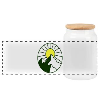 Lever de soleil au-dessus d’une chaîne de montagnes - Boîte à biscuits avec couvercle en bois - blanc - Devant